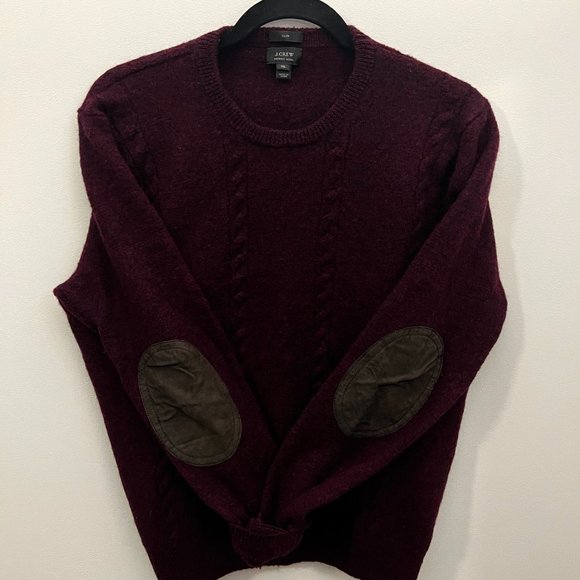 J Crew Men's Merino Wool Cable-Knit Sweater XL with Elbow Patches - Picture 3 of 3